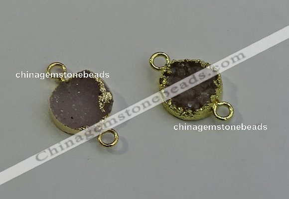 NGC5049 12mm - 14mm flat round druzy agate connectors
