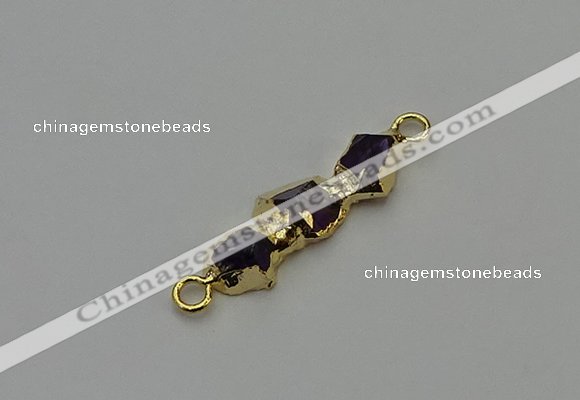 NGC5057 10*25mm - 10*35mm freeform amethyst gemstone connectors