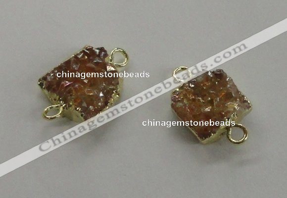 NGC506 8*10mm - 12*14mm freeform plated druzy agate connectors