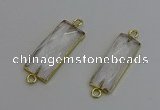 NGC5075 12*30mm - 15*35mm faceted rectangle white crystal connectors