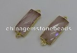 NGC5077 12*30mm - 15*35mm faceted rectangle rose quartz connectors