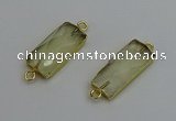 NGC5078 12*30mm - 15*35mm faceted rectangle lemon quartz connectors