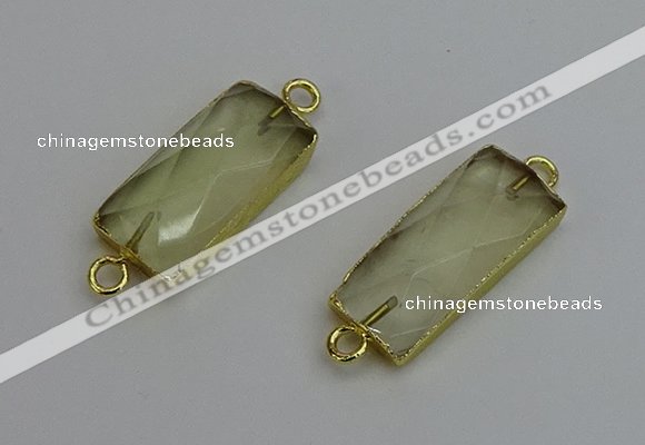 NGC5078 12*30mm - 15*35mm faceted rectangle lemon quartz connectors