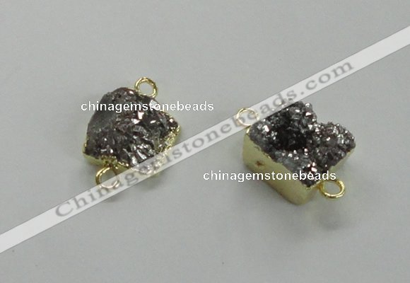 NGC508 8*10mm - 12*14mm freeform plated druzy agate connectors