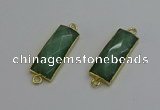 NGC5084 12*30mm - 15*35mm faceted rectangle green aventurine connectors