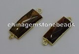 NGC5086 12*30mm - 15*35mm faceted rectangle yellow tiger eye connectors