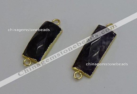 NGC5088 12*30mm - 15*35mm faceted rectangle amethyst connectors