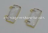 NGC5095 12*30mm - 15*35mm faceted rectangle white crystal connectors