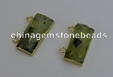 NGC5100 12*30mm - 15*35mm rectangle green rutilated quartz connectors