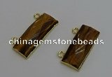 NGC5106 12*30mm - 15*35mm faceted rectangle yellow tiger eye connectors