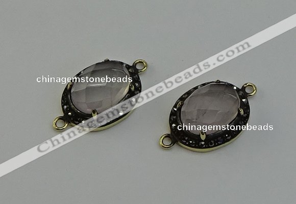 NGC5126 16*20mm oval rose quartz gemstone connectors wholesale