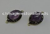 NGC5127 16*20mm oval amethyst gemstone connectors wholesale