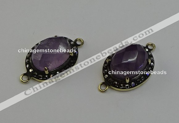 NGC5127 16*20mm oval amethyst gemstone connectors wholesale