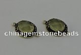 NGC5128 16*20mm oval lemon quartz gemstone connectors wholesale