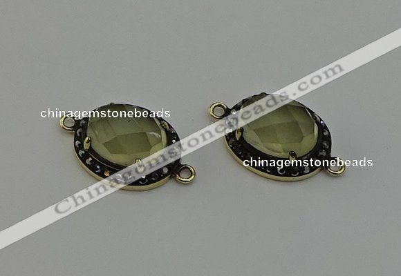 NGC5128 16*20mm oval lemon quartz gemstone connectors wholesale