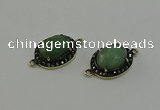 NGC5132 16*20mm oval green aventurine gemstone connectors wholesale