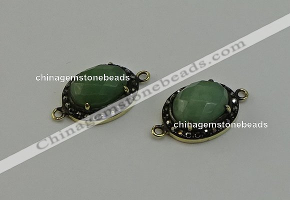 NGC5132 16*20mm oval green aventurine gemstone connectors wholesale