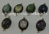 NGC5137 16*20mm oval mixed gemstone connectors wholesale