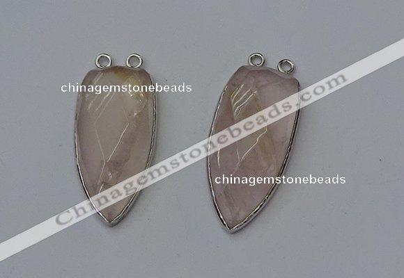 NGC5140 16*35mm - 18*40mm arrowhead rose quartz connectors