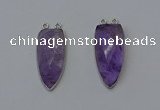 NGC5141 16*35mm - 18*40mm arrowhead amethyst connectors