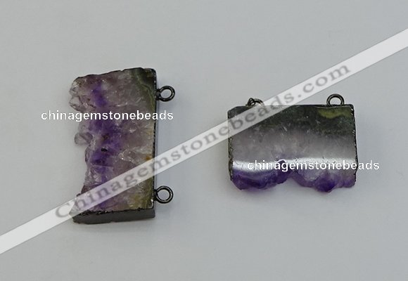 NGC5182 20*35mm - 22*40mm freeform druzy amethyst connectors