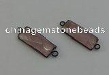 NGC5189 12*30mm - 15*30mm faceted rectangle rose quartz connectors