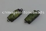 NGC5192 12*30mm - 15*30mm rectangle green rutilated quartz connectors