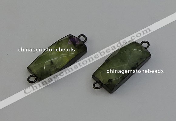 NGC5192 12*30mm - 15*30mm rectangle green rutilated quartz connectors