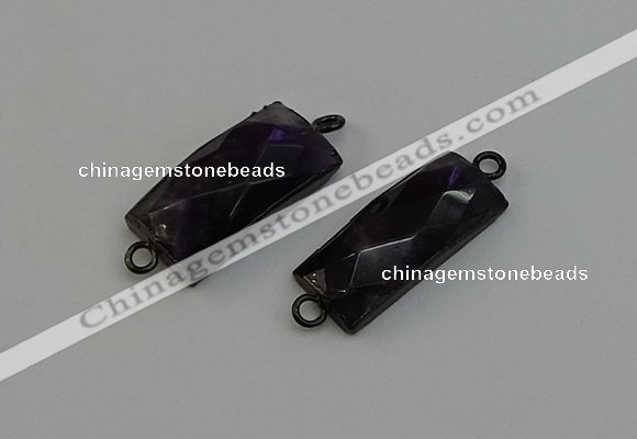 NGC5199 12*30mm - 15*30mm faceted rectangle amethyst connectors