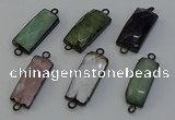 NGC5205 12*30mm - 15*30mm faceted rectangle mixed gemstone connectors