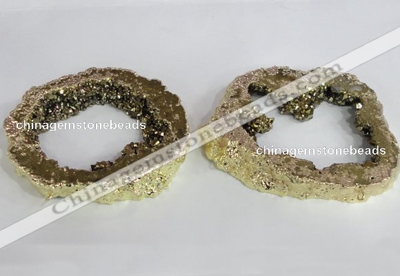 NGC521 45*50mm - 55*65mm freeform plated druzy agate connectors