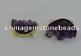 NGC5264 25*35mm - 30*40mm freeform druzy amethyst connectors