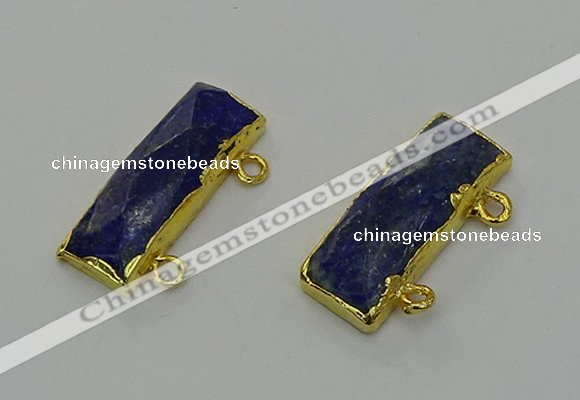 NGC5309 12*30mm - 15*35mm faceted rectangle lapis lazuli connectors