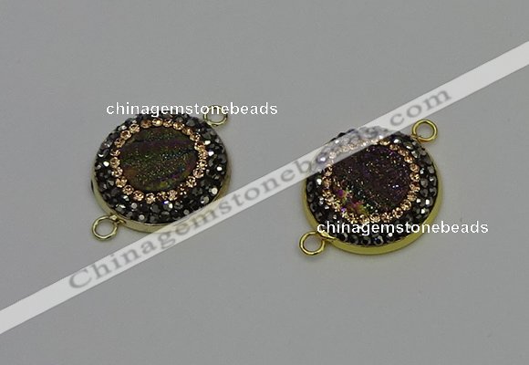 NGC5315 20mm - 22mm coin plated druzy agate connectors