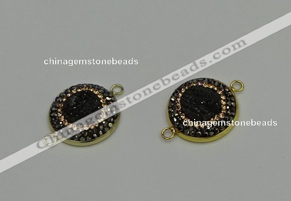 NGC5319 20mm - 22mm coin plated druzy agate connectors