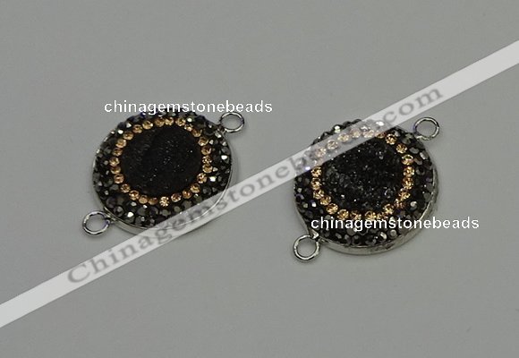 NGC5328 20mm - 22mm coin plated druzy agate connectors