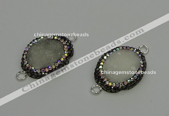 NGC5333 22*28mm oval plated druzy agate connectors wholesale