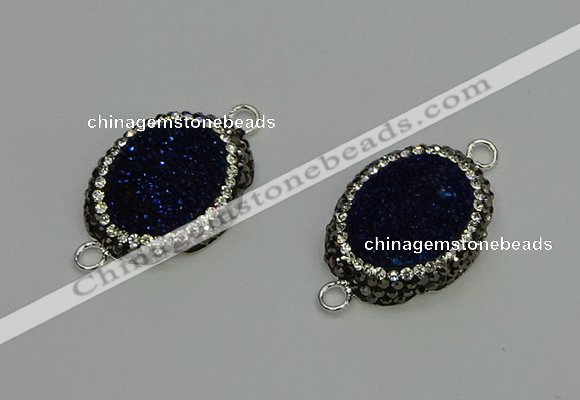 NGC5336 22*28mm oval plated druzy agate connectors wholesale