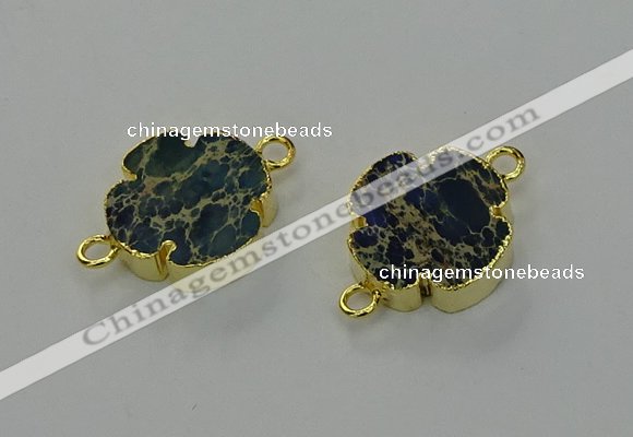 NGC5344 20mm flower sea sediment jasper connectors wholesale