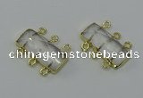 NGC5350 12*30mm - 15*30mm faceted rectangle white crystal connectors