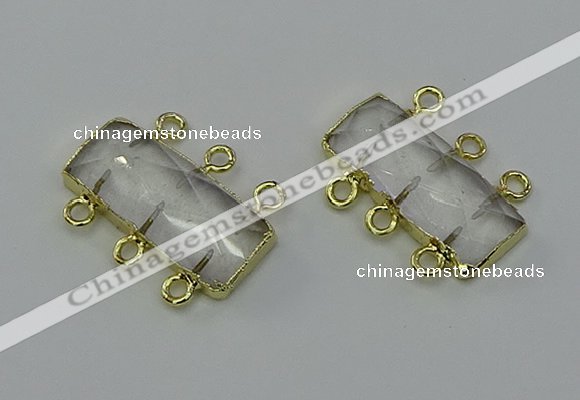 NGC5350 12*30mm - 15*30mm faceted rectangle white crystal connectors