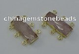 NGC5351 12*30mm - 15*30mm faceted rectangle rose quartz connectors