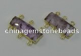 NGC5352 12*30mm - 15*30mm faceted rectangle light amethyst connectors