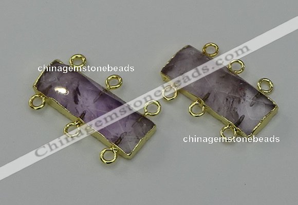 NGC5352 12*30mm - 15*30mm faceted rectangle light amethyst connectors