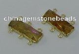 NGC5354 12*30mm - 15*30mm faceted rectangle citrine connectors