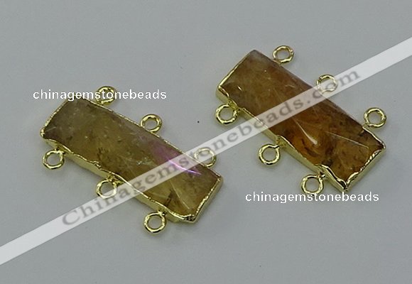 NGC5354 12*30mm - 15*30mm faceted rectangle citrine connectors