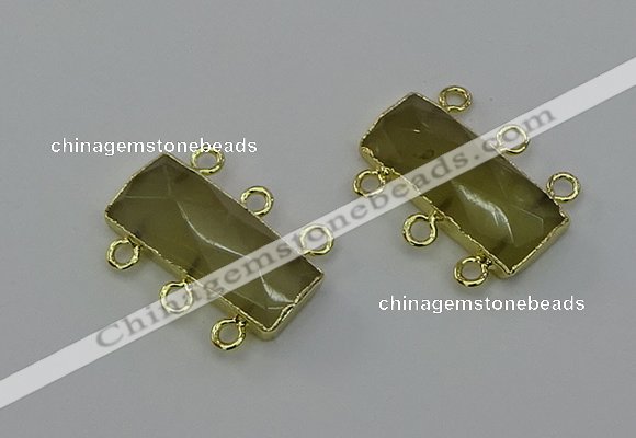 NGC5355 12*30mm - 15*30mm faceted rectangle lemon quartz connectors