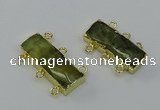 NGC5356 12*30mm - 15*30mm rectangle green rutilated quartz connectors