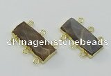 NGC5365 12*30mm - 15*30mm faceted rectangle moonstone connectors