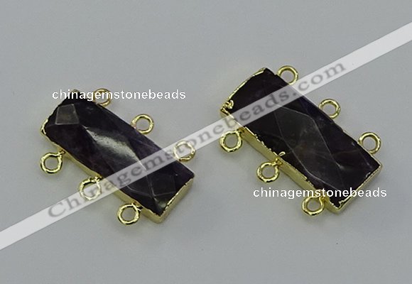 NGC5367 12*30mm - 15*30mm faceted rectangle amethyst connectors